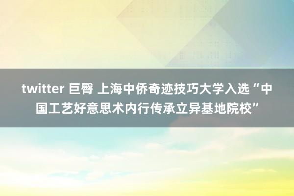 twitter 巨臀 上海中侨奇迹技巧大学入选“中国工艺好意思术内行传承立异基地院校”