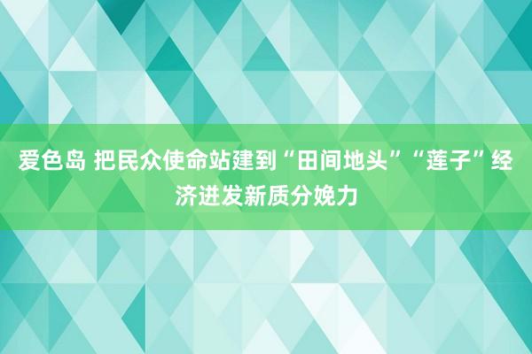 爱色岛 把民众使命站建到“田间地头”“莲子”经济迸发新质分娩力