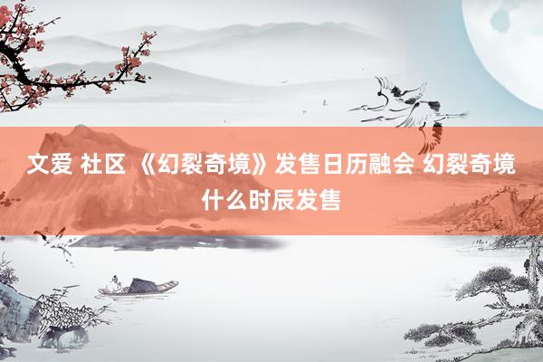 文爱 社区 《幻裂奇境》发售日历融会 幻裂奇境什么时辰发售